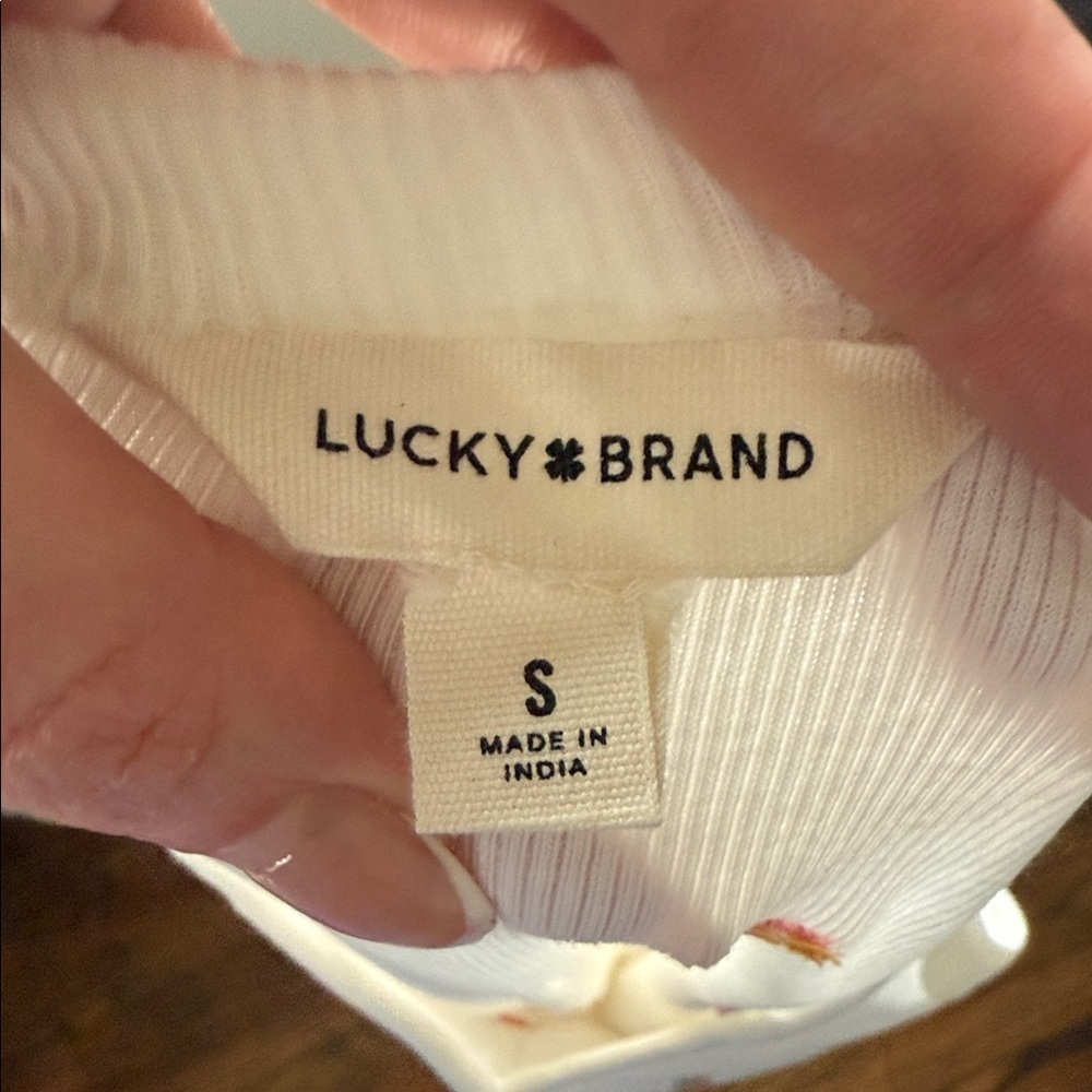 Lucky Brand White Tank Top with Red Floral Design - Picture 2 of 6